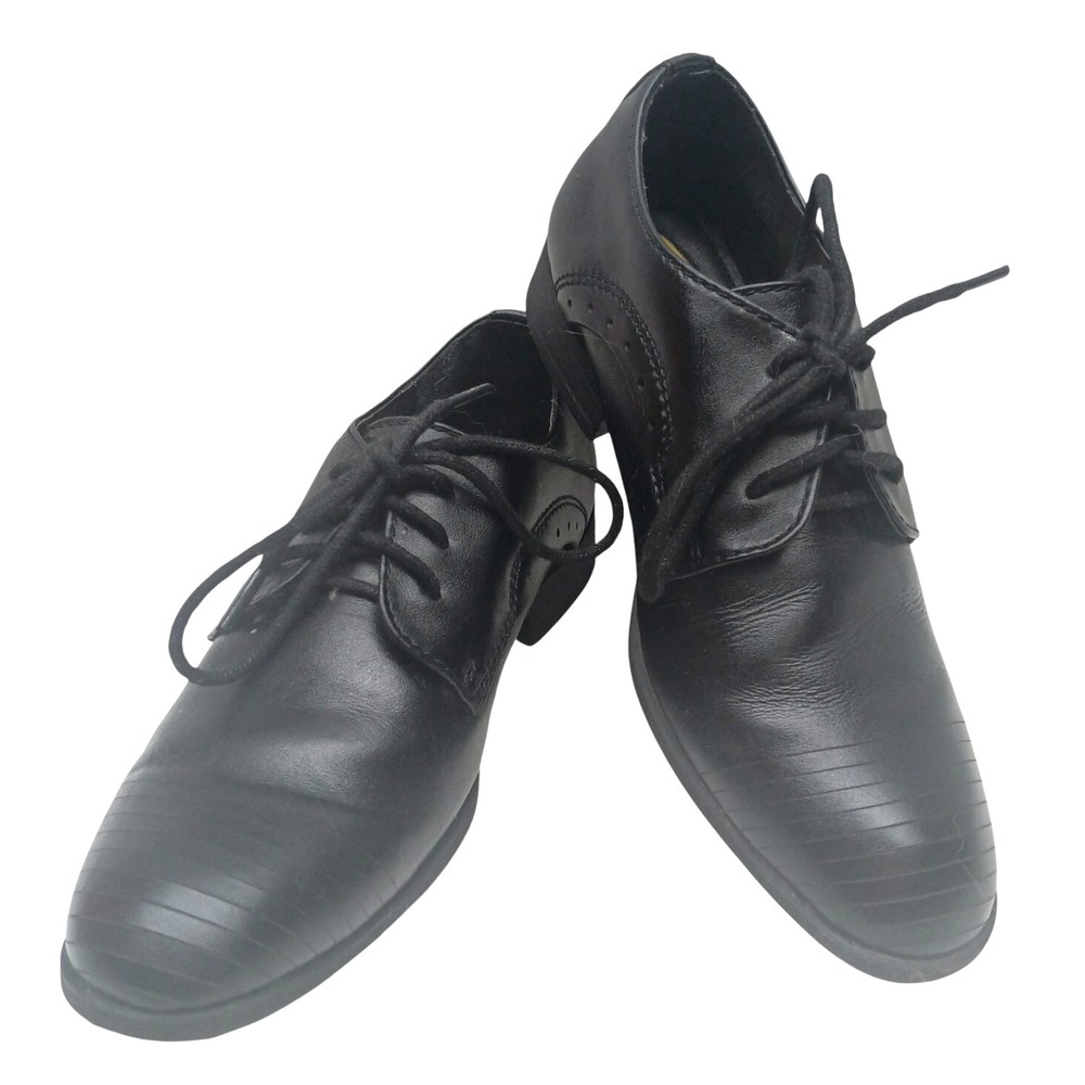 Kenneth Cole New York Black Straight Line Dress Shoes Oxford Boys Size 1.5‎